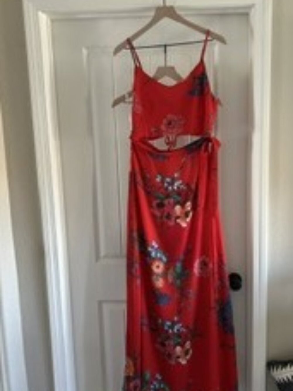 Lulu's Red Floral Print Two-Piece Maxi Dress